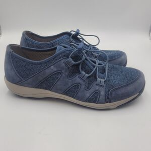 Dansko Holland Comfort Sneakers Blue Suede Leather Fabric Comfort Women's Size 8